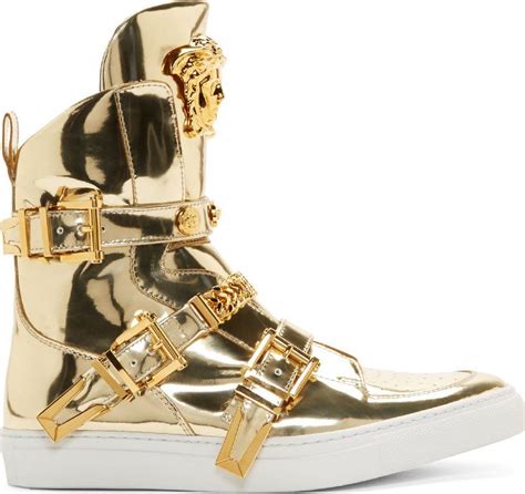 gold versace shoes for men|More.